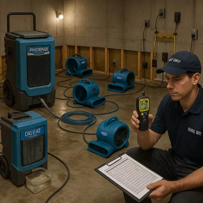 Structural Drying and Dehumidification process in Elmwood Park, IL